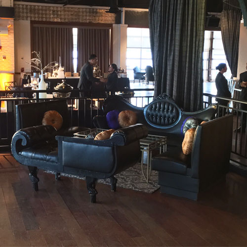 Black Leather Couch Party Rental, Event Decor Furniture