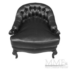 Black Tufted Leather Chair