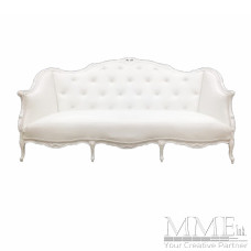 White Tufted High Back Ornate Couch