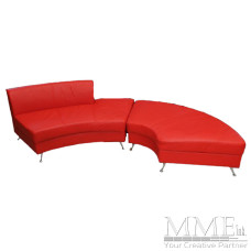 Red Leather Round Chez