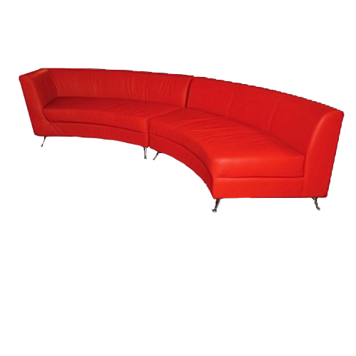 Red Leather Round Couch Event Decor Rentals