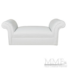 White Rolled Arm Bench Lounge
